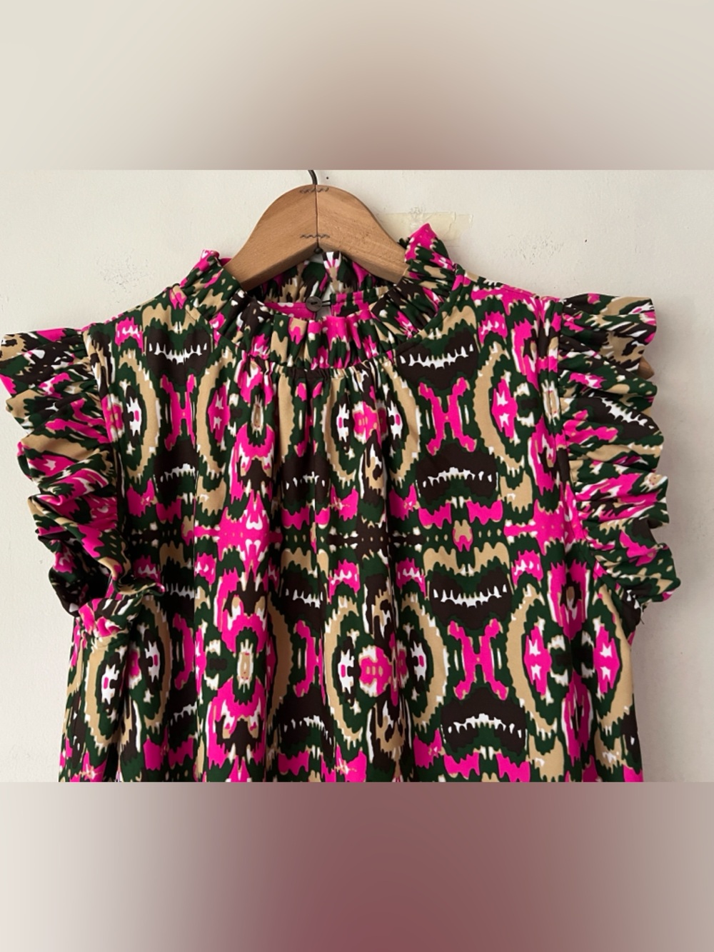 Jude Connally Women's Shari Multicolor Ruffle Trim Stretch Dress Sz Small Pocket - Picture 7 of 9